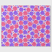 Papier Cadeau Coeurs floraux glamour rose et bleu (Plat)