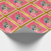 Papier Cadeau Coeurs floraux rouges et roses élégants Saint-Vale (Coin)