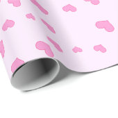 Papier Cadeau Coeurs flottants roses (Coin rond)