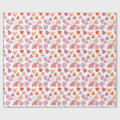Papier Cadeau Cœurs fous Doodle Saint-Valentin (Plat)