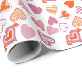 Papier Cadeau Cœurs fous Doodle Saint-Valentin (Coin rond)