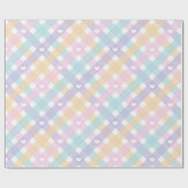 Papier Cadeau Cœurs Gingham Pastel   (Plat)
