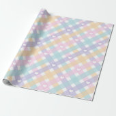 Papier Cadeau Cœurs Gingham Pastel   (Déroulé)