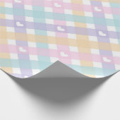 Papier Cadeau Cœurs Gingham Pastel (Coin)