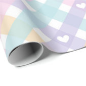 Papier Cadeau Cœurs Gingham Pastel   (Coin rond)