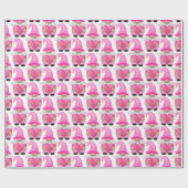 Papier Cadeau Coeurs Gnomes roses Bois Scandinave Cute (Plat)