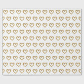 Papier Cadeau Coeurs Gold câblés sur blanc (Plat)