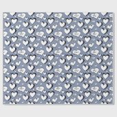 Papier cadeau coeurs gris (Plat)