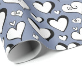 Papier cadeau coeurs gris (Coin rond)