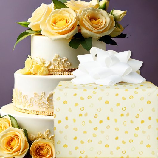 Papier Cadeau Coeurs-Jaune Mariage-Mères Fête-Saint-Valentin Rou