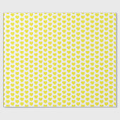 Papier Cadeau Coeurs, Jaune sur papier d'emballage blanc (Plat)