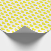 Papier Cadeau Coeurs, Jaune sur papier d'emballage blanc (Coin)