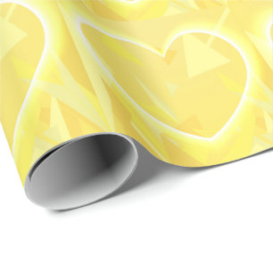 Papier Cadeau Cœurs jaunes avec superposition à motifs