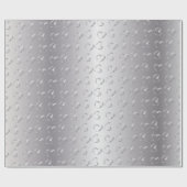 Papier Cadeau Coeurs Mariages en argent élégant (Plat)