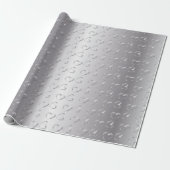 Papier Cadeau Coeurs Mariages en argent élégant (Déroulé)