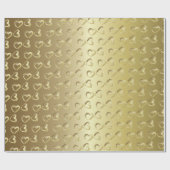 Papier Cadeau Coeurs Mariages or élégant (Plat)