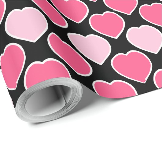 Papier Cadeau Coeurs mignons Aimez le Motif de la Saint Valentin (Coin rond)