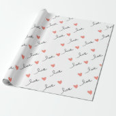 Papier Cadeau Cœurs mignons et script d'amour pour la Saint-Vale (Déroulé)