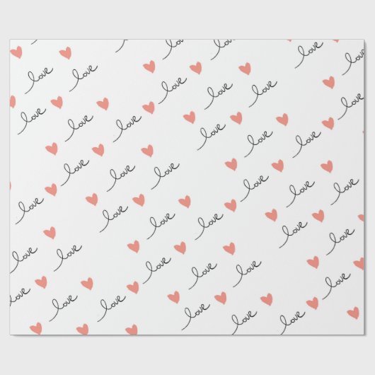 Papier Cadeau Coeurs mignons & Love Script Valentines Day (Plat)