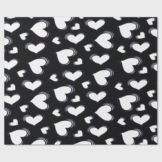 Papier Cadeau Coeurs mignons Noir (Plat)