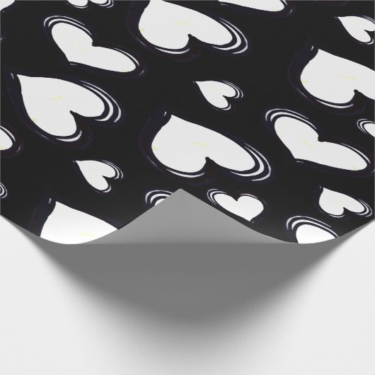 Papier Cadeau Coeurs mignons Noir (Coin)