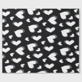 Papier Cadeau Cœurs mignons noirs (Plat)
