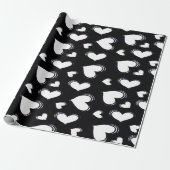 Papier Cadeau Cœurs mignons noirs (Déroulé)