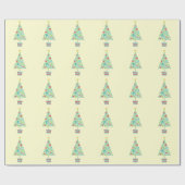 Papier Cadeau Coeurs mignons pastel moderne sapin de Noël (Plat)