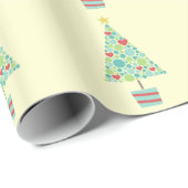 Papier Cadeau Coeurs mignons pastel moderne sapin de Noël (Coin rond)