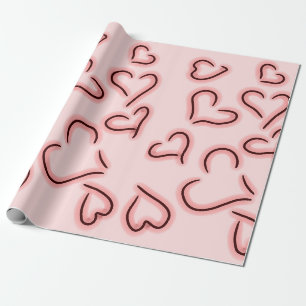 Papier Cadeau Cœurs mignons rouges