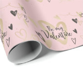 Papier Cadeau Coeurs mignons Sois Ma Valentine (Coin rond)