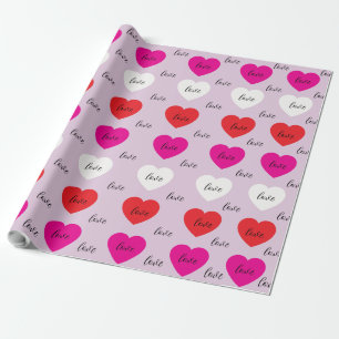 Papier Cadeau Cœurs minimalistes mignons motif d'amour