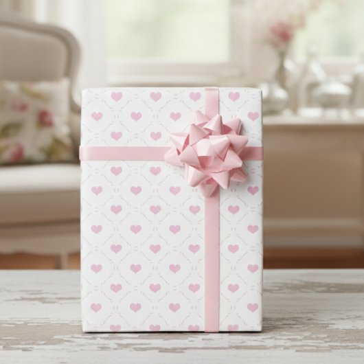 Papier Cadeau Cœurs minuscules roses doux et suaves