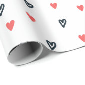 Papier Cadeau Coeurs minuscules Rouge et Noir Saint Valentin (Coin rond)