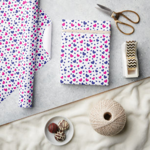 Papier Cadeau Coeurs Motif Bleu rose Valentin