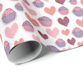 Papier Cadeau Coeurs, motif Cupcakes (Coin rond)