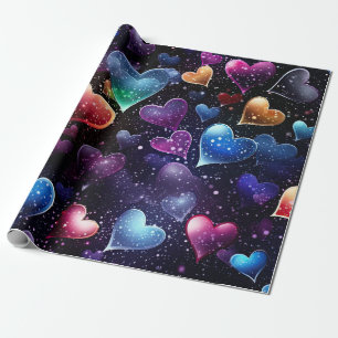 Papier Cadeau Coeurs multicolores