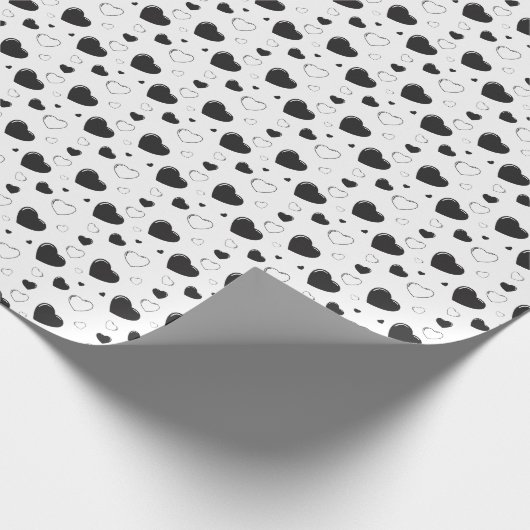 Papier Cadeau Coeurs noir brillant mignon motif romantique (Coin)