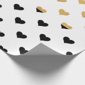 Papier Cadeau Coeurs noir et or (Coin)