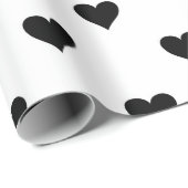 Papier Cadeau Coeurs noir et or (Coin rond)