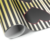Papier cadeau coeurs noir et rouge (Coin rond)