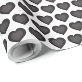 Papier Cadeau Coeurs noirs (Coin rond)