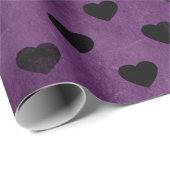 Papier Cadeau Coeurs noirs en plumes (Coin rond)