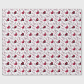 Papier Cadeau Coeurs noirs rouges mignons (Plat)