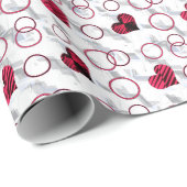 Papier Cadeau Coeurs noirs rouges mignons (Coin rond)