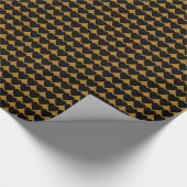 Papier Cadeau Cœurs noirs sur fond or mat (Coin)