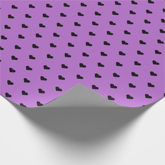 Papier Cadeau Coeurs noirs sur pourpre | Papier d'enrobage perso (Coin)