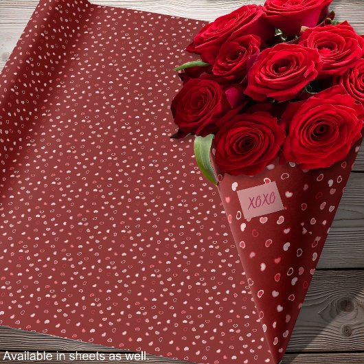 Papier Cadeau Cœurs - Ombré Rose Clair sur Rouge