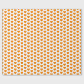 Papier Cadeau Coeurs, orange sur papier d'enveloppement blanc (Plat)