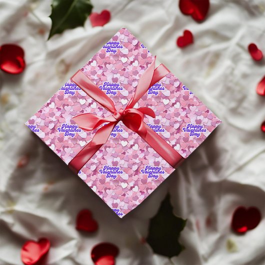 Papier Cadeau Cœurs Pailletés Pastel